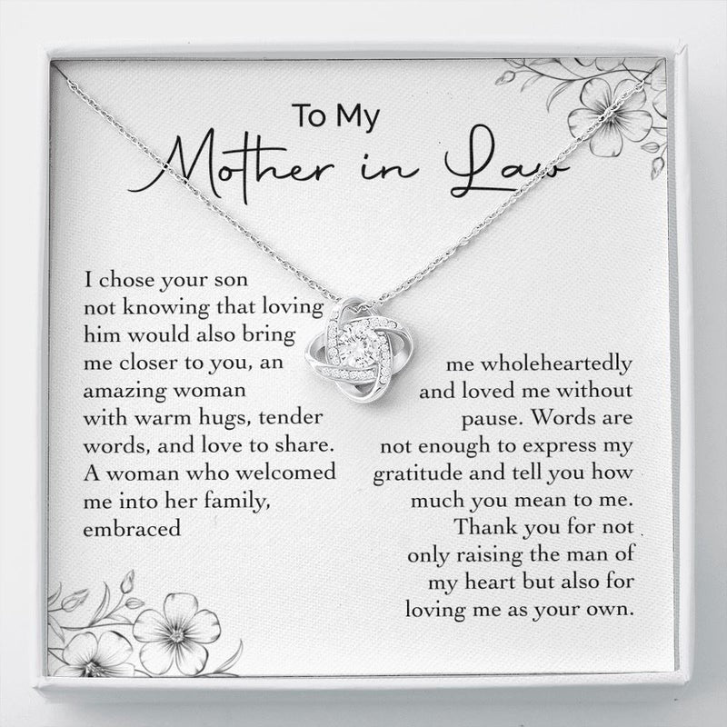 To My Mother In Law Necklace Gift – Thank You For Not Only Raising The Man Of My Heart But Also For Loving Me As Your Own Love Knot Necklace Lx038E