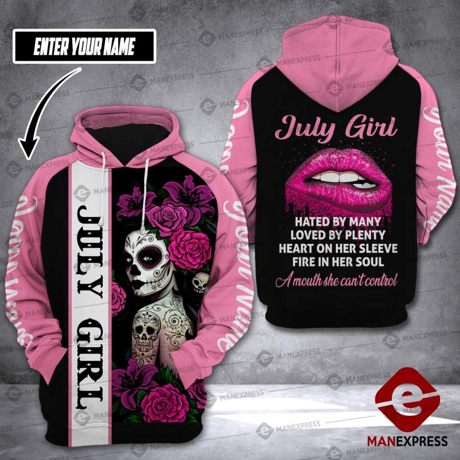 VH CUSTOMIZE  July girl tattoos HOODIE 3D ALL OVER PRINT 0710 HMD