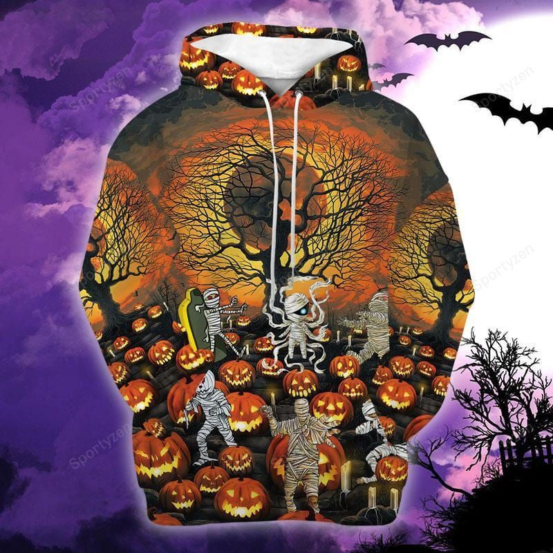 Amazing Mummies In Halloween Night Unisex Halloween Hoodie 3D