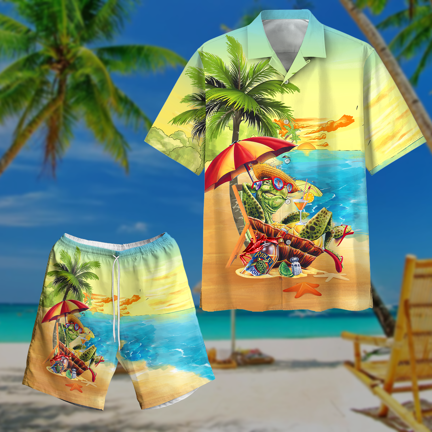 Famille Turtle On The Beach Hawaii Shirt Ha34037