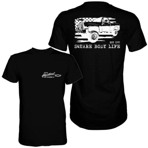 Vintage Vibe Chevy Silverado 1973 Square Body 2-Sided Graphic Tee – Old School Cotton Truck Shirt for Men