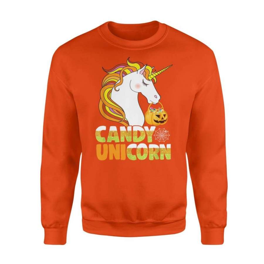 Cute Candy Corn Unicorn Shirt Halloween Girls Outfit – Standard Fleece Sweatshirt