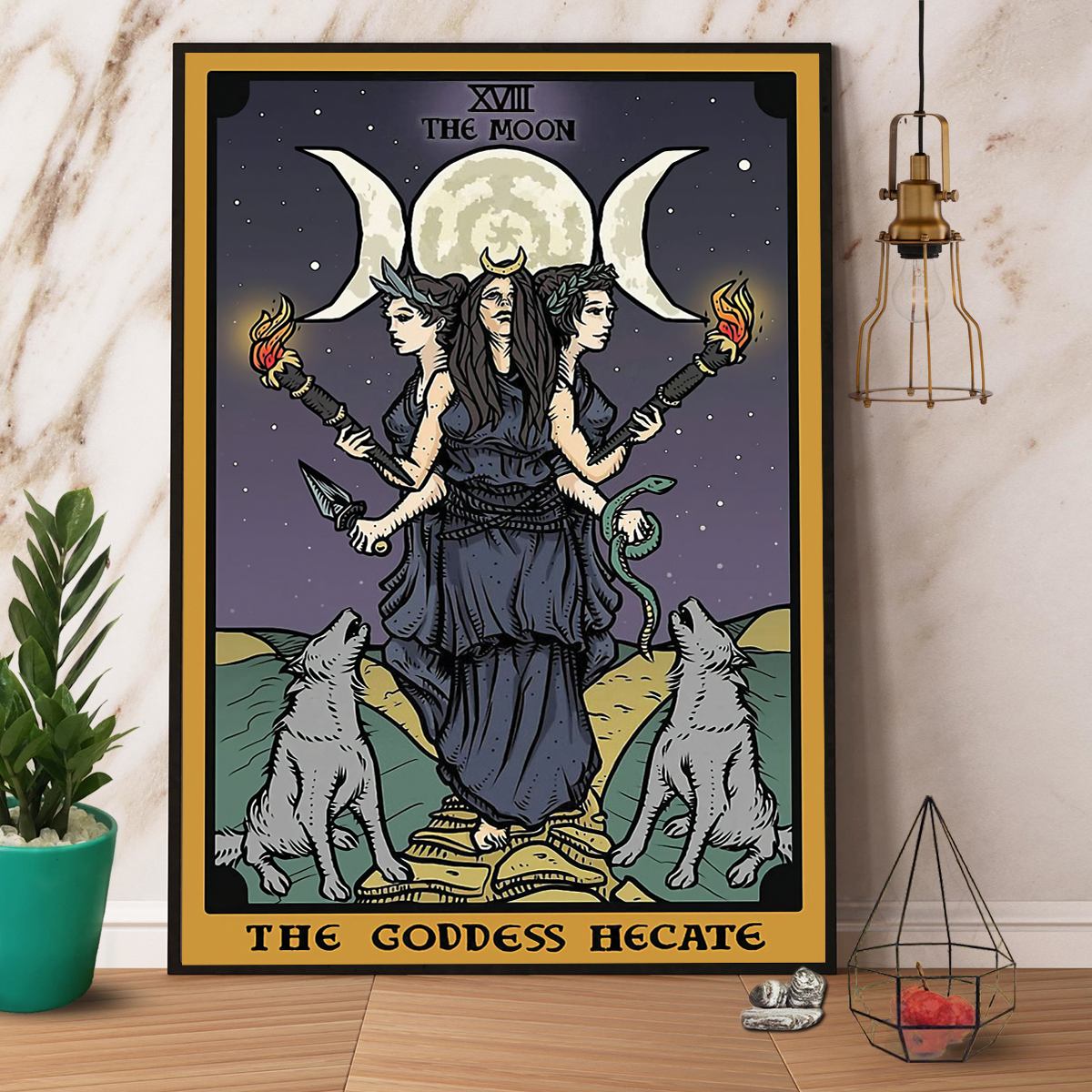 Witch & Wolf The Moon The Goddess Hecate Halloween Canvas And Poster, Canvas Prints, My Poster Wall, Canvas Wall Art, Wall Decor Visual Art, Halloween Gift, Happy Halloween