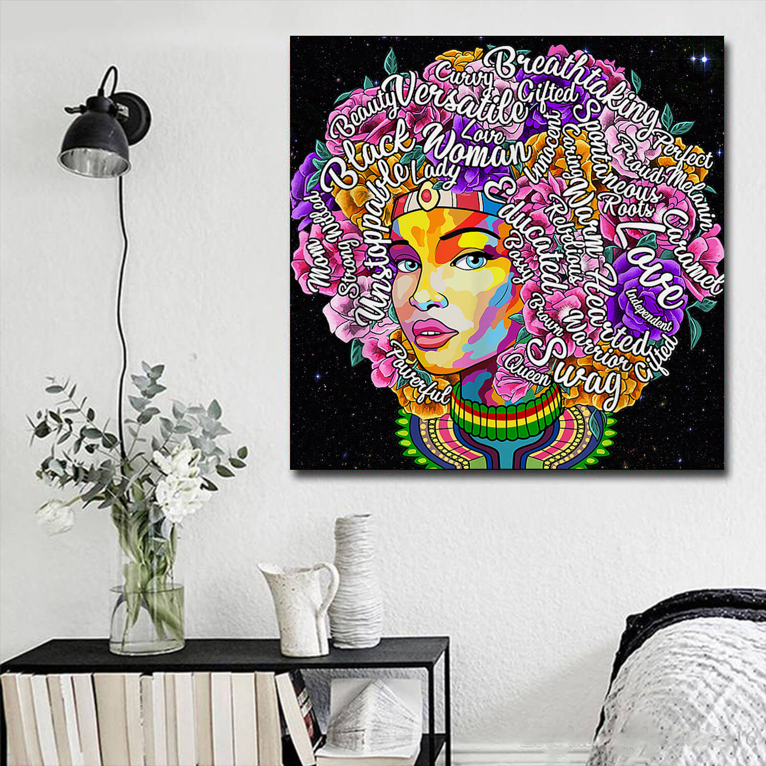 African American Canvas Art Afro Motivation Black Girl Afrocentric Room Decor Ideas WBG6571