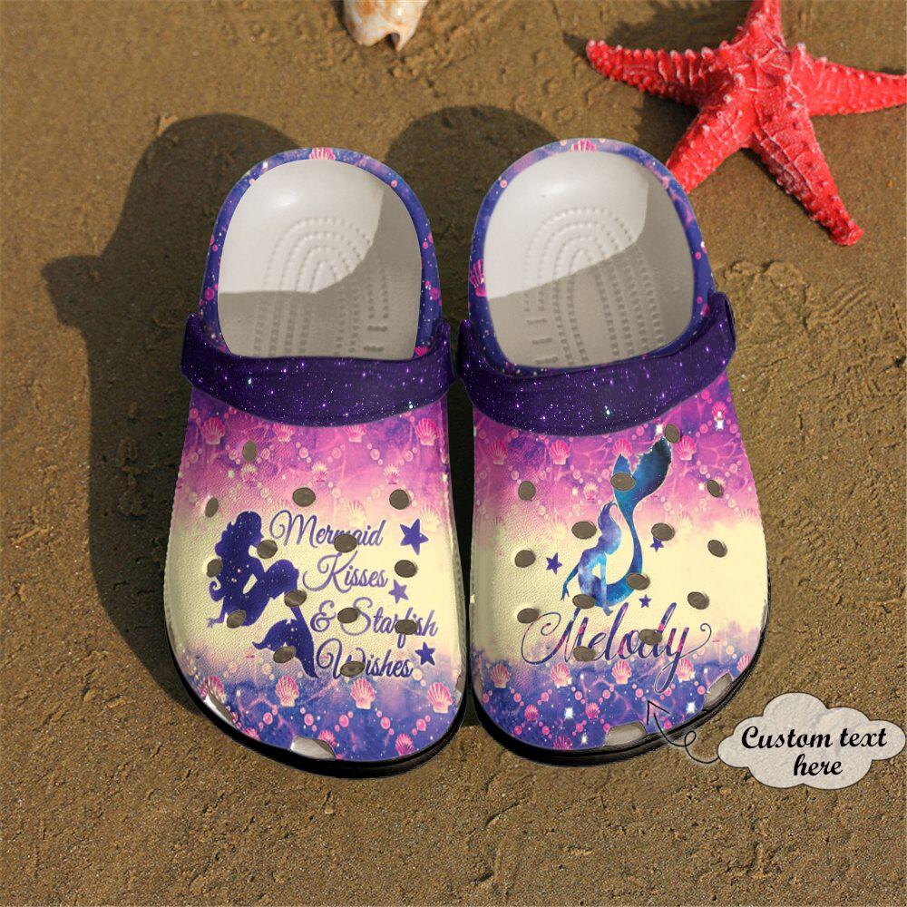 Mermaid Personalized Clog, Custom Name, Text, Color, Number Fashion Style For Women, Men, Kid, Print 3D Mermaid Kisses