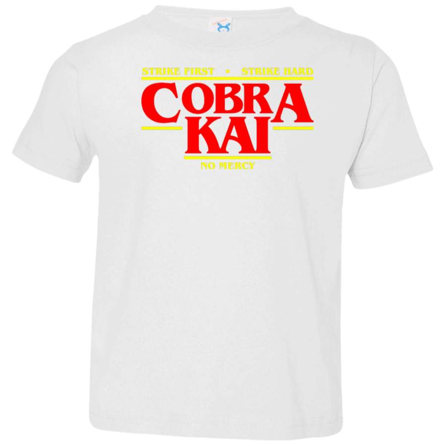 AGR Cobra Kai – Strike First, Hard, No mercy Toddler Jersey T-Shirt