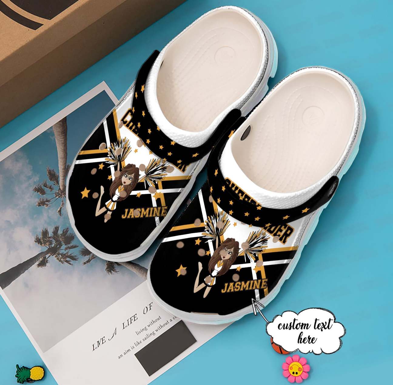 Cheerleader Personalized Clog, Custom Name, Text Cheerleader Girl, Fashion Style For Women, Men, Kid, Print 3D