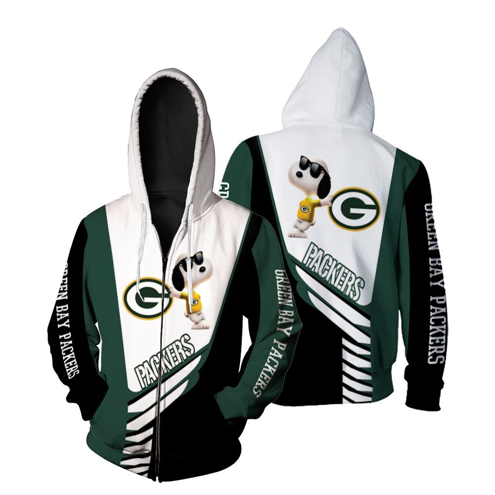 Green Bay Packers Snoopy 3D All Over print Hoodie, T-shirt, Sweater, Jacket Jersey Zip Hoodie