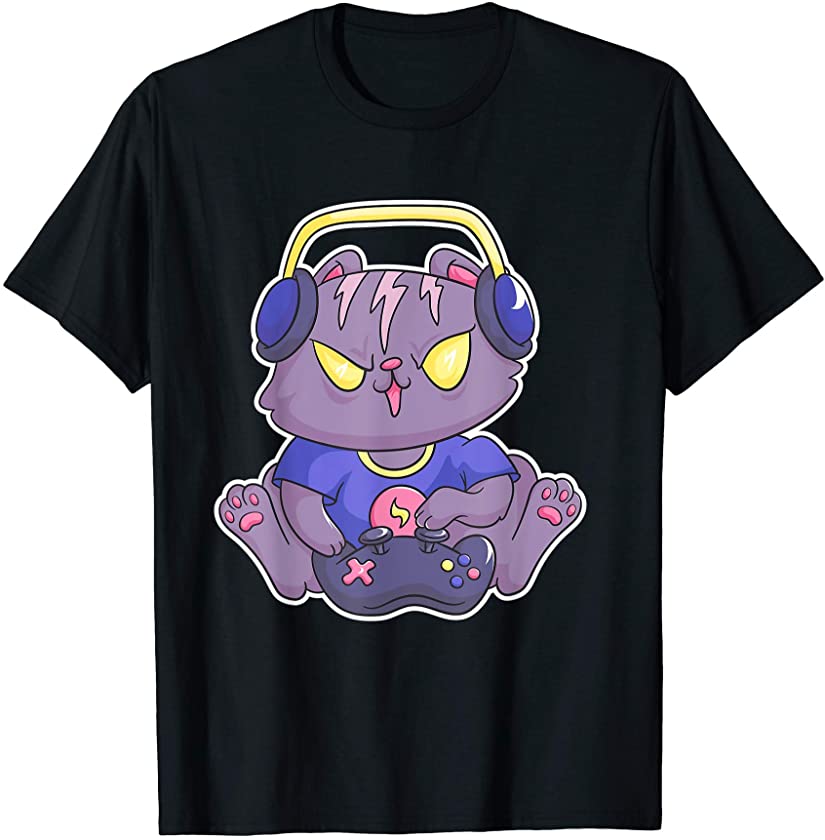 Cute Kawaii kitten for gaming cat lover T-Shirt