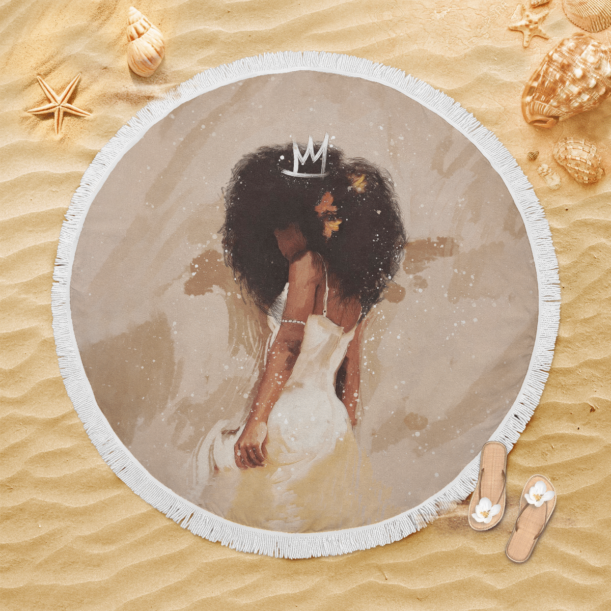 Beach Towel Black Queen Art All Over Print Beach Towel Afro Girl Beauty