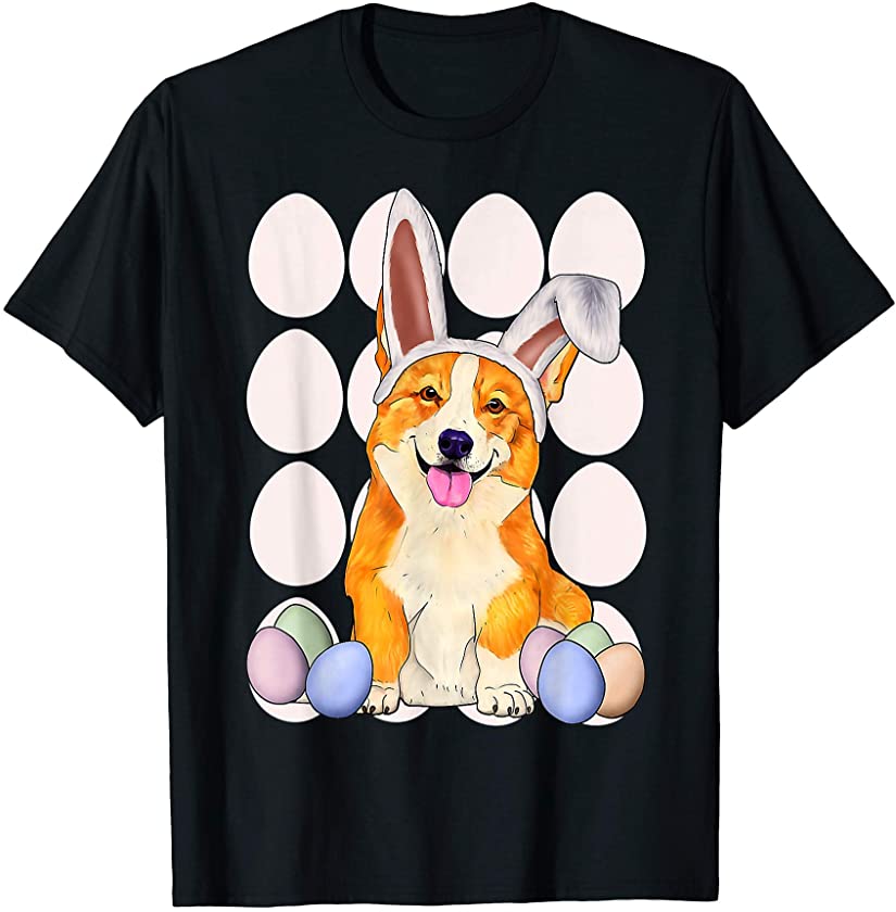 Corgi dog with bunny ears and Easter eggs T-Shirt