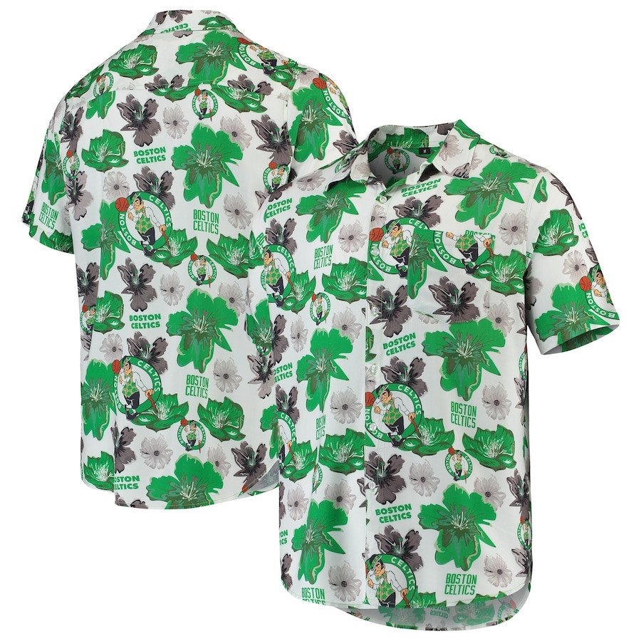 Boston Celtics White Floral Hawaii Shirt Ha38101