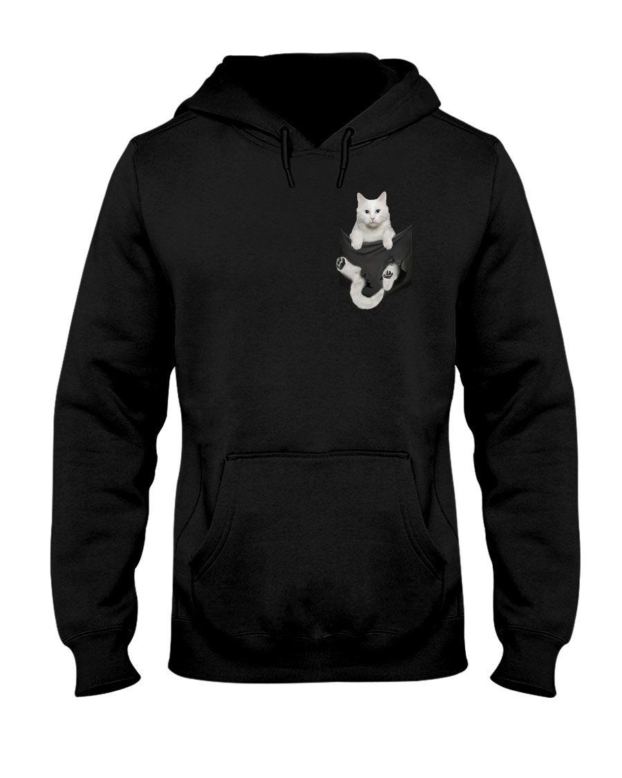 A White Kitten In Pocket For Cat Lovers Hoodie