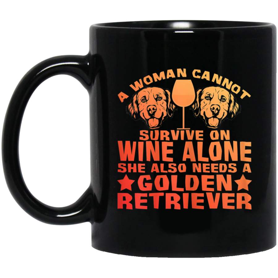 Womens Can Not Surivive On Wine Golden Retriever Dog Puppy Gift Mug