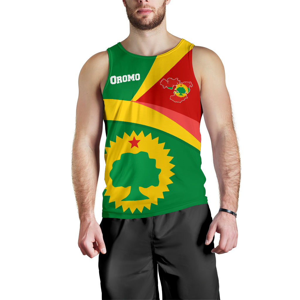 1Sttheworld Oromo Men’S Tank Top, Oromo Flag Maps Green A10