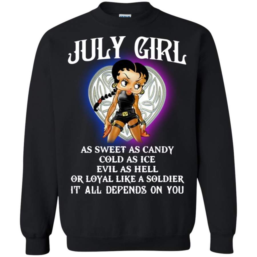 Betty Boop July Girl As Sweet As Candy Cold As Ice Sweatshirt – Moano Store