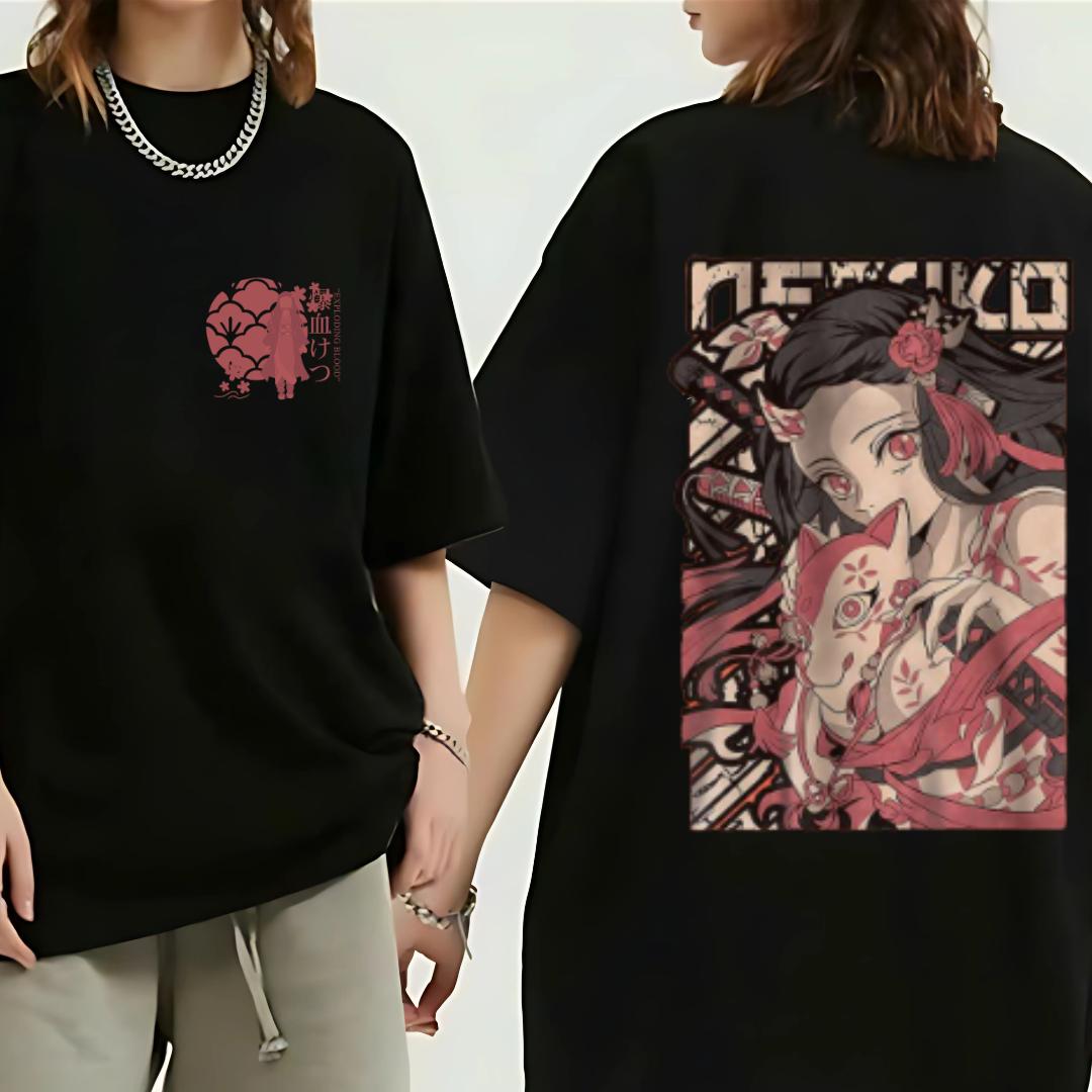 Anime Hot Shirt, Nezuko Kamado Vintage Anime Unisex, Summer Outfit,Top, Crewneck Top, Short Sleeve