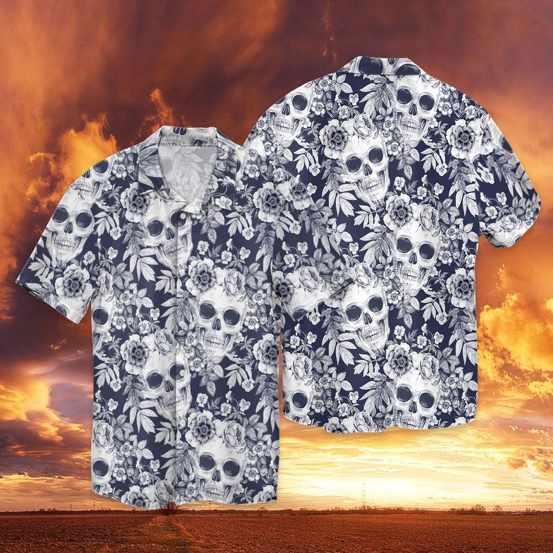 Flower Skull Cool Full Print Hawaii Shirt Ha48487