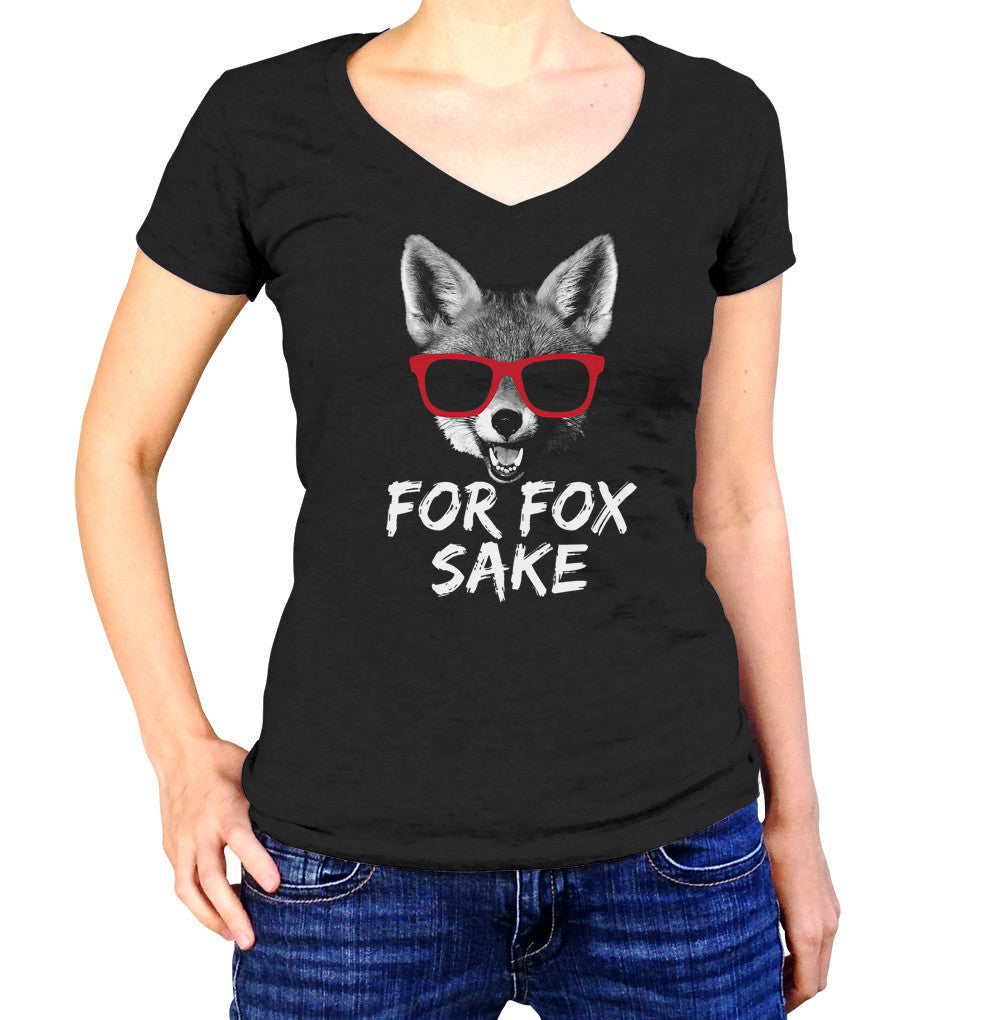 Women’S For Fox Sake Vneck T-Shirt Funny Fox Tshirt