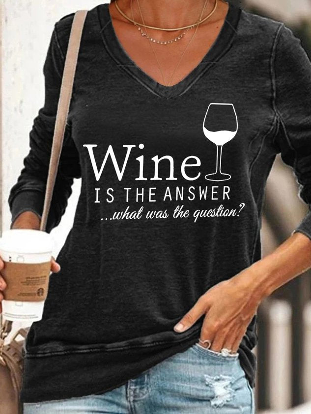 Women Wine Is The Answer Long Sleeve Top