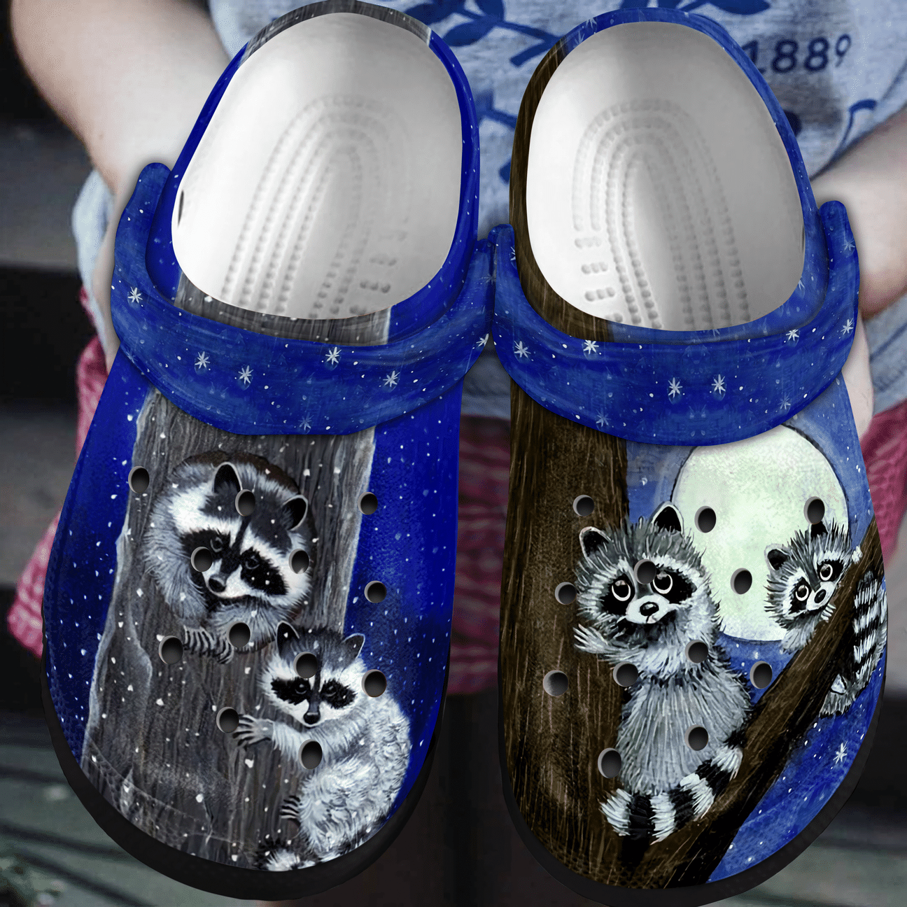 Raccoon Personalized Clog, Custom Name, Text, Color, Number Fashion Style For Women, Men, Kid, Print 3D Moon