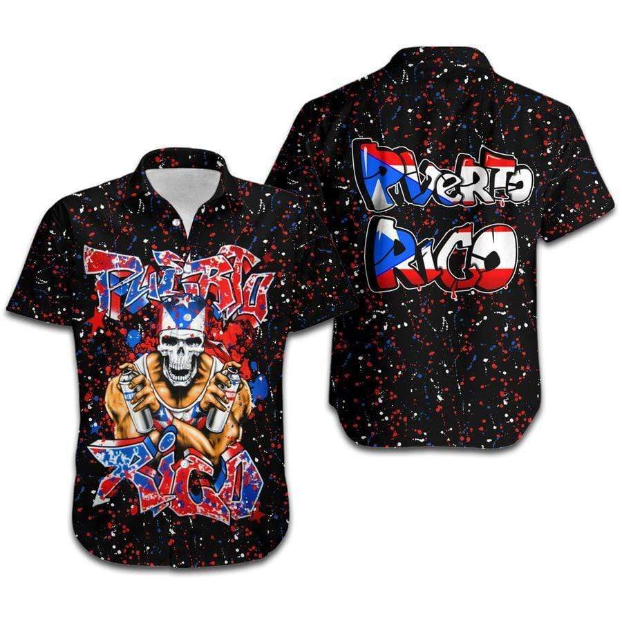 Puerto Rico Graffiti Style Skull Aloha Hawaii Shirts For Men Women Ha56158