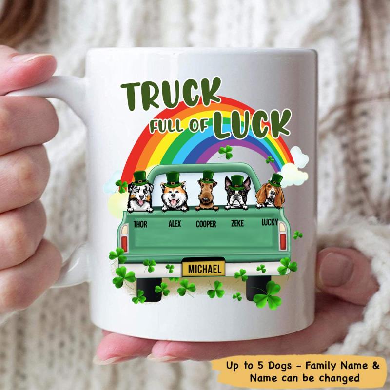 Personalized Coffee Mug Gifts For Dog Lovers – St. Patrick’S Day – Truck Full Of Luck T-Shirt