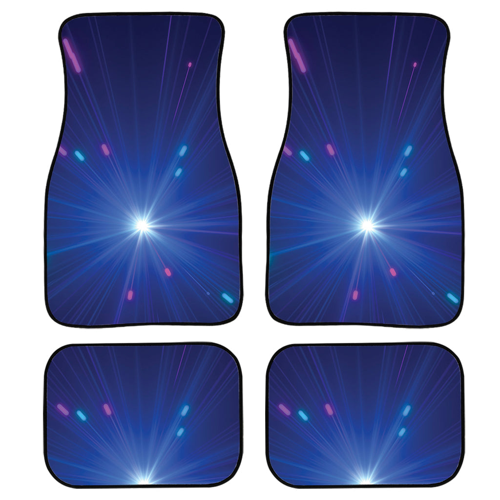 Pink And Teal Lights Speed Print Front And Back Car Floor Mats, Front Car Mat