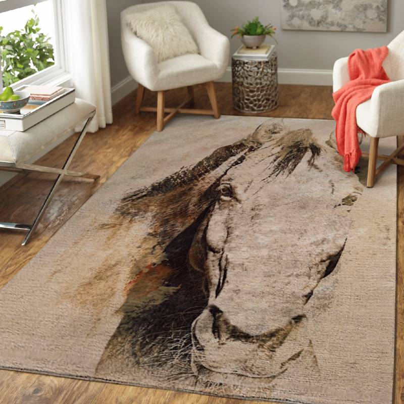 A Friendly Face A portrait of a Dutch Warmblood dressag …  – Animals Area Rug Carpet