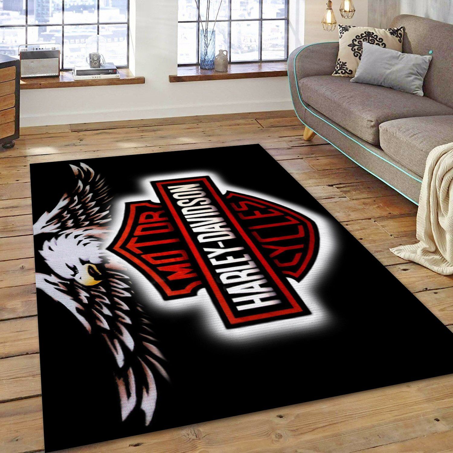 Harley Davidson Ver6 Area Rug Living Room Rug  Floor Home Decor