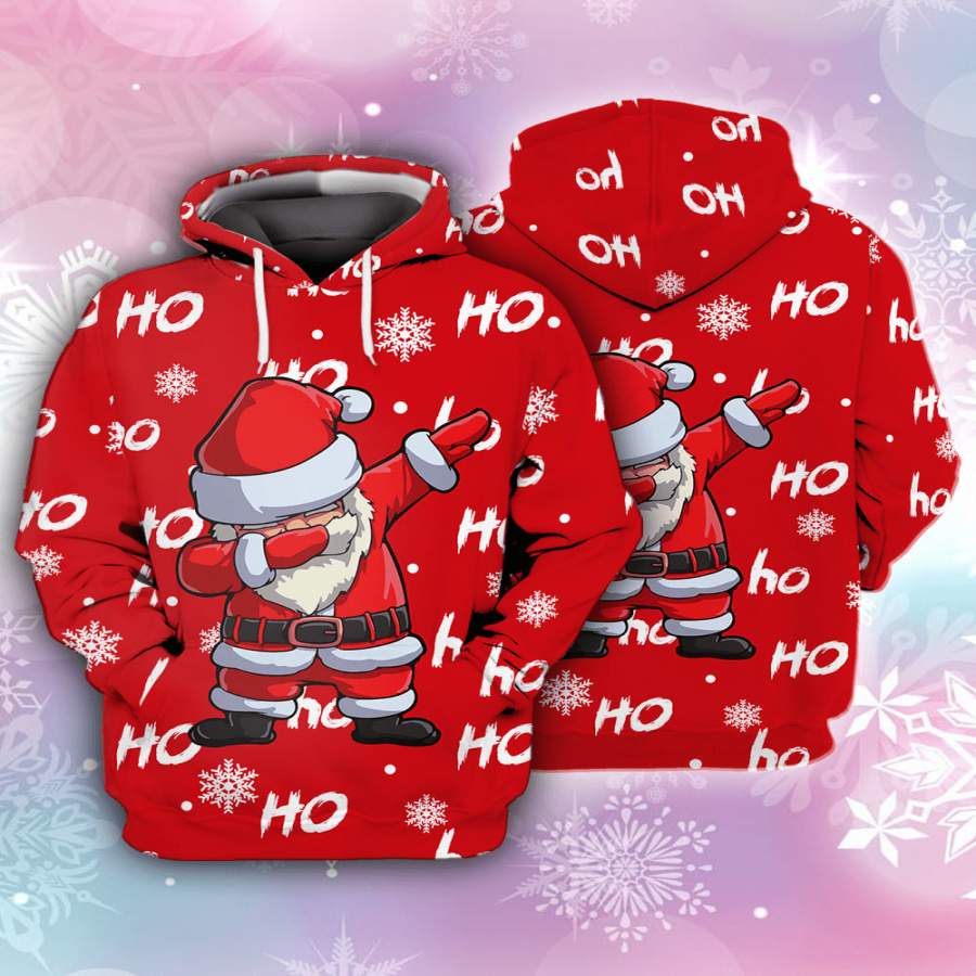 Dabbing Santa Claus Ho Ho Ho Christmas Hoodie 3D All Over Print