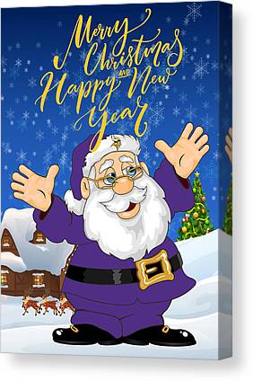 Minnesota Vikings Touchdown Santa Claus Christmas Cards 2 Joe Hamilton Canvas Print