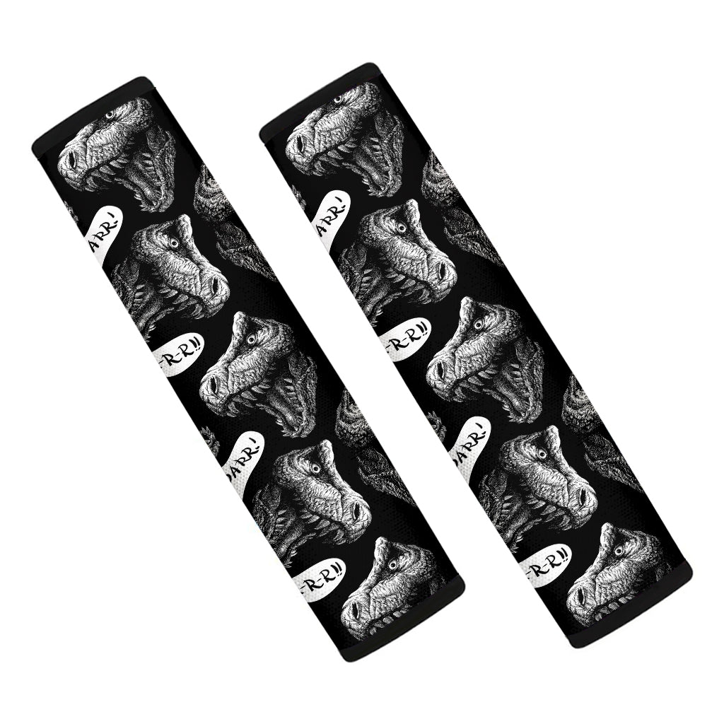 Black And White T-Rex Dinosaur Print Car Seat Belt Covers