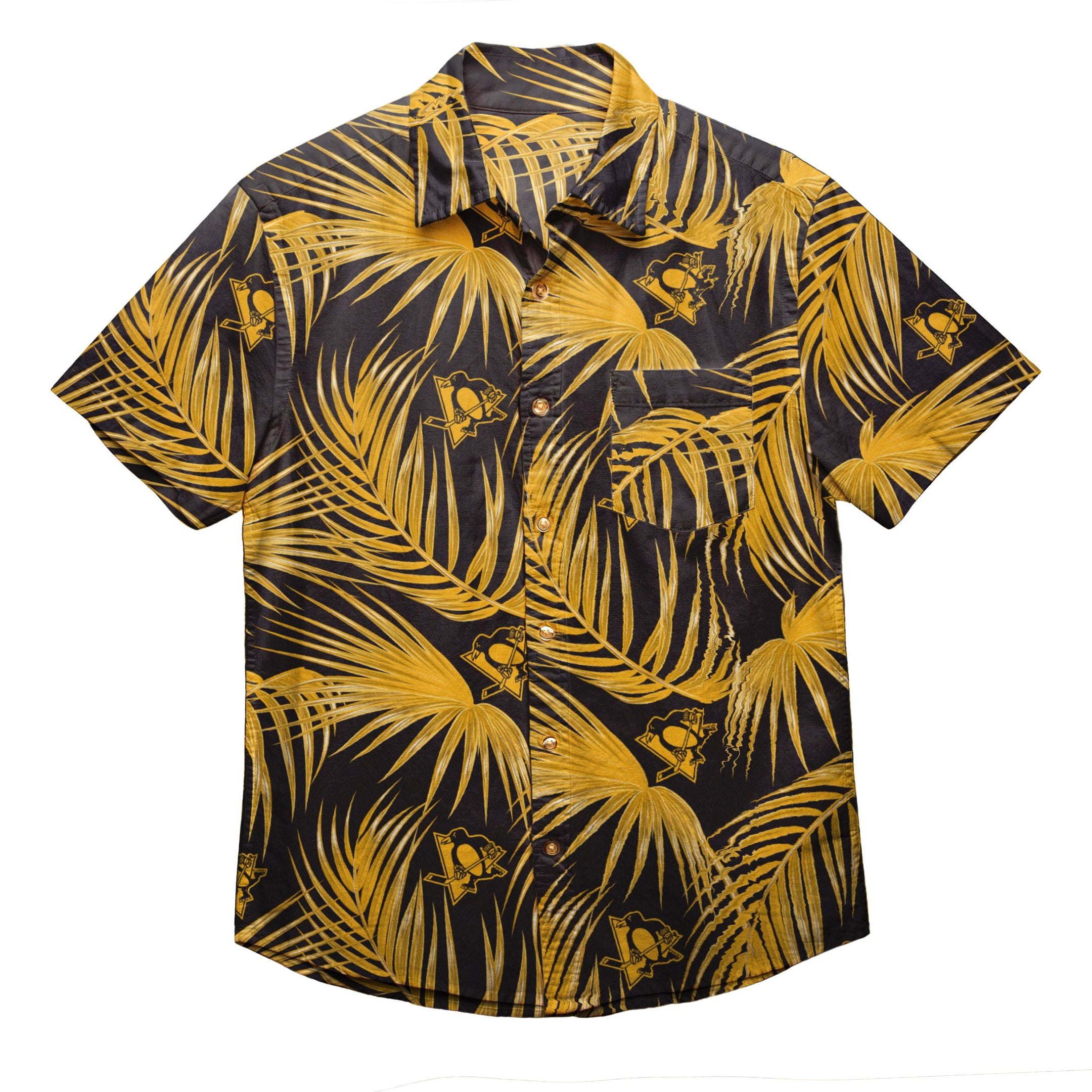 Pittsburgh Penguins Nhl Mens Hawaiian Button Up Shirt