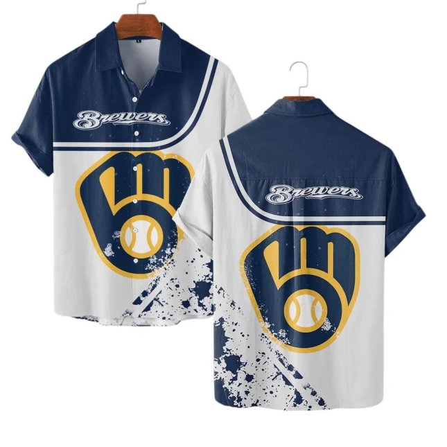 Milwaukee Brewers Hawaiian Shirt Bold Emblem