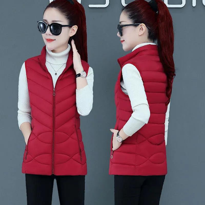 2021 New Cotton Padded Jacket Waistcoat Female Autumn Winter Fashion Vest Short Black Cotton Jackets Casual Women Puffer Coats alx