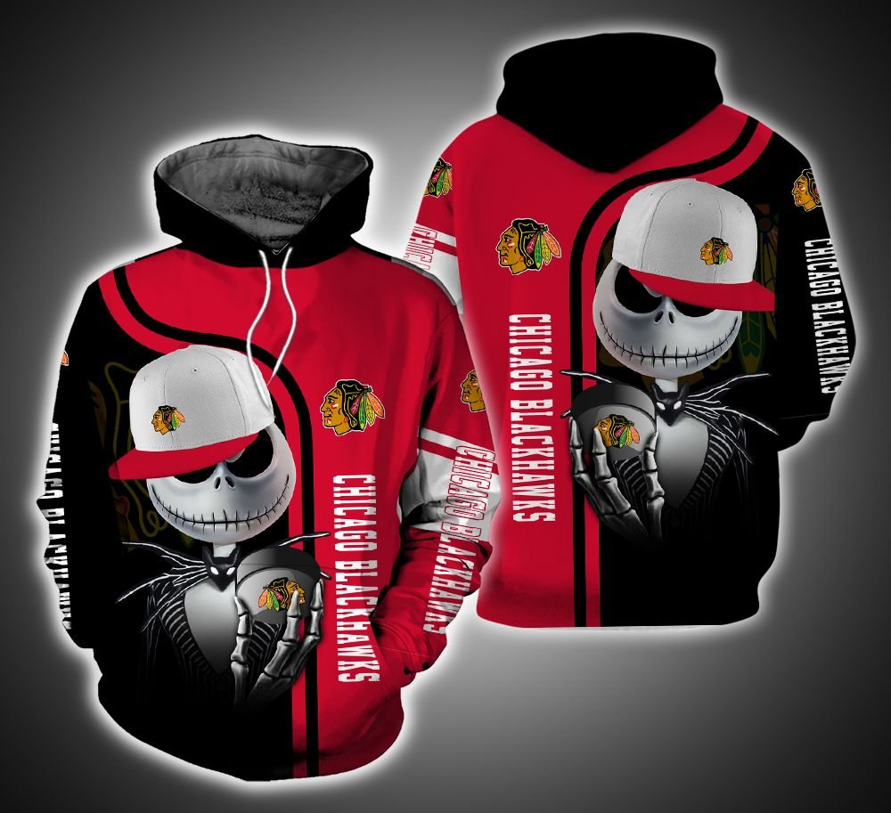 Chicago Blackhawks And Jack Skellington TA01 3D Printed Hoodie