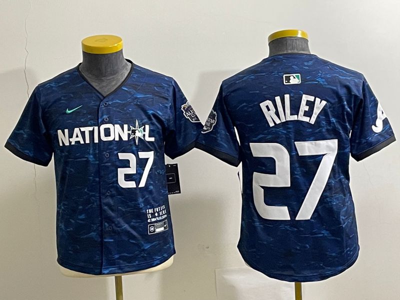 Youth National League #27 Austin Riley Nike 2023 MLB All Star Game Limited Player Jersey – Royal