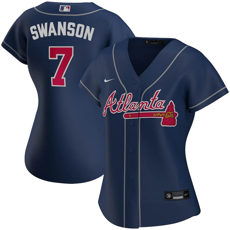 Women’S Atlanta Braves Dansby Swanson Nike Navy Alternate Replica Player Jersey