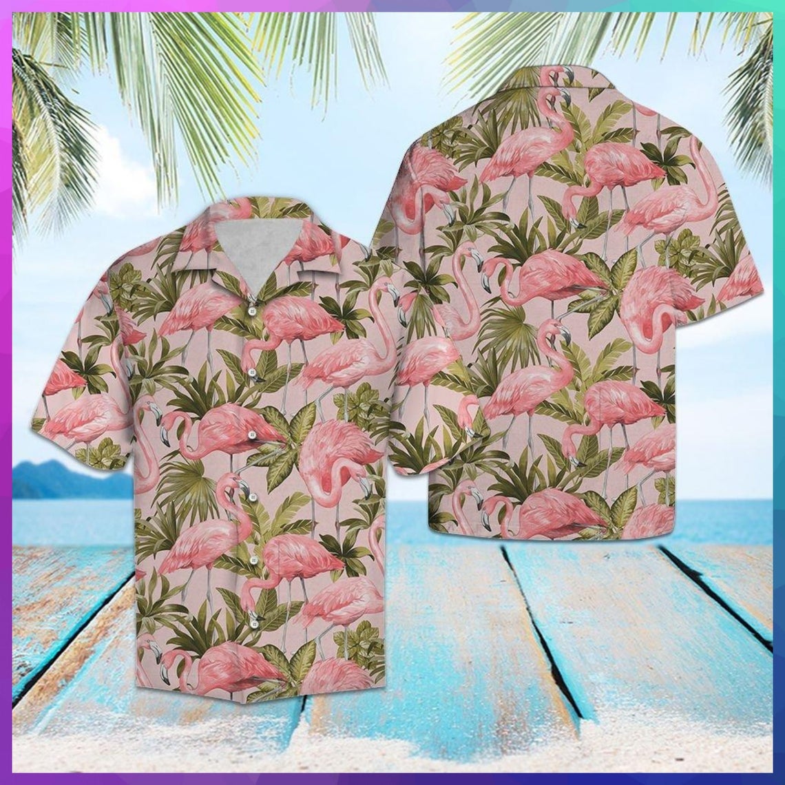 Lovely Flamingo Hawaii Shirt Made In Summer Beach Shirts Ha65834