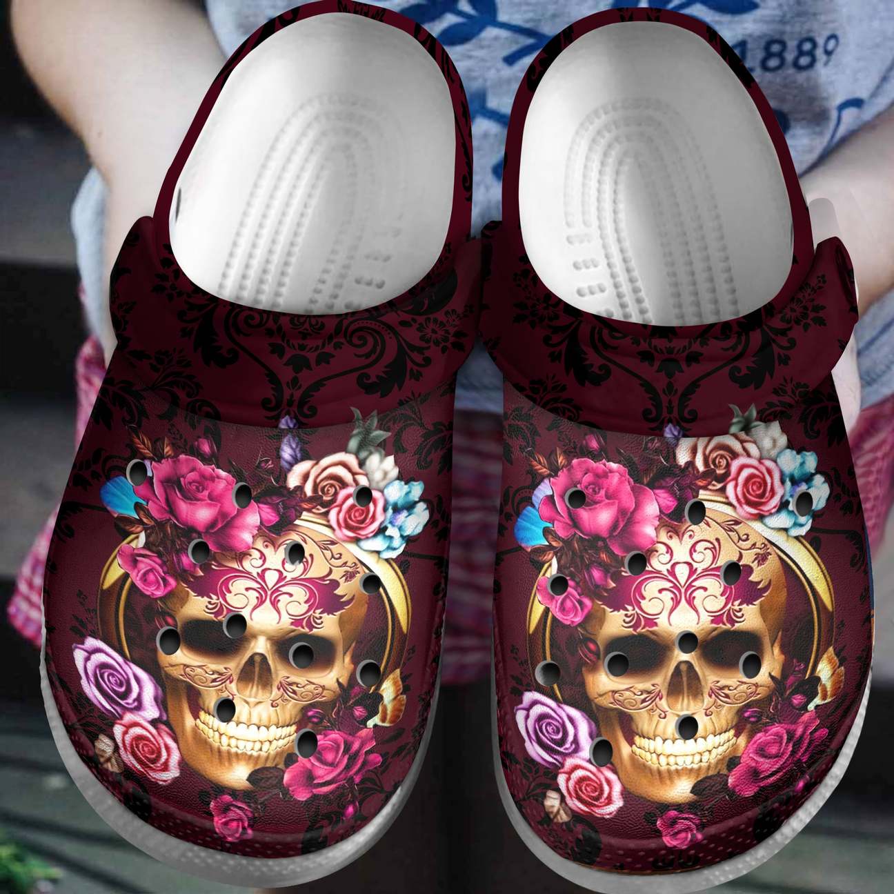 Skull Personalized Clog, Custom Name, Text, Color, Number Fashion Style For Women, Men, Kid, Print 3D Lucky Skull