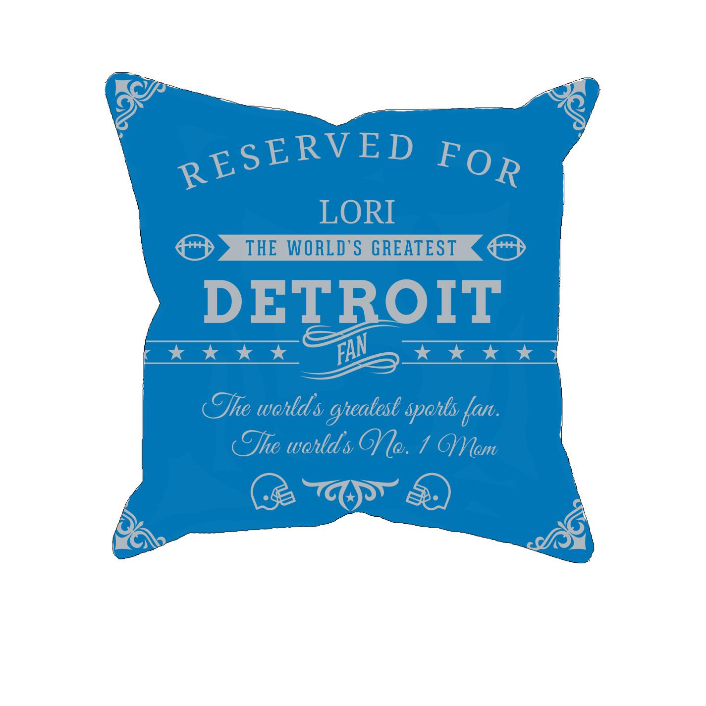 Detroit Football Fan Personalized Pillow Cover