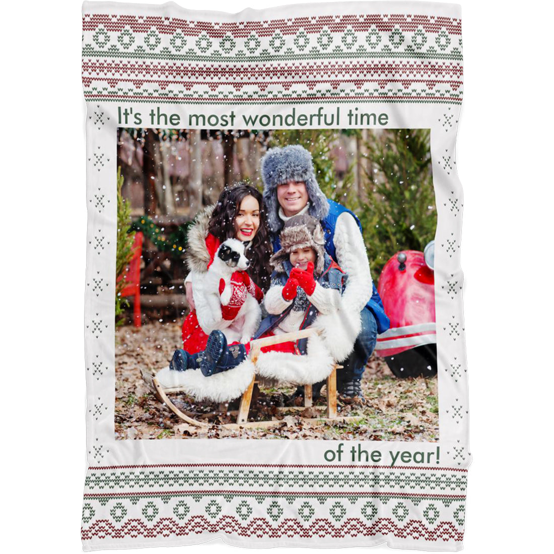 Personalized Christmas White Landscape Pattern Throw Blanket Customized Blanket