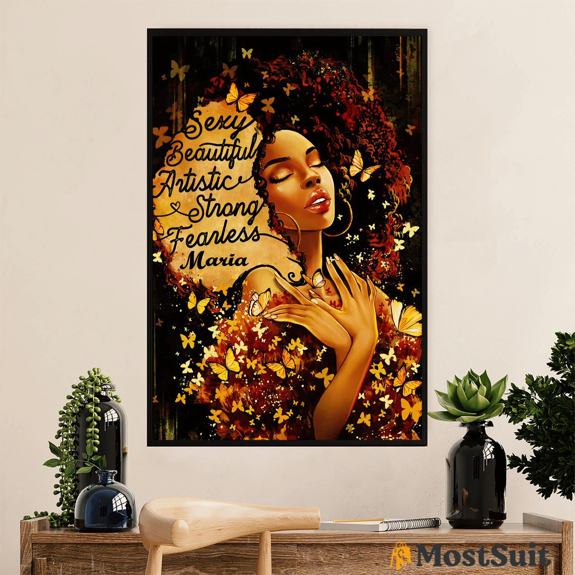 Personalized Name Customized Name Black Woman Poster Canvas African American Afro – Gift For Black Girl Juneteenth Day Evg82006