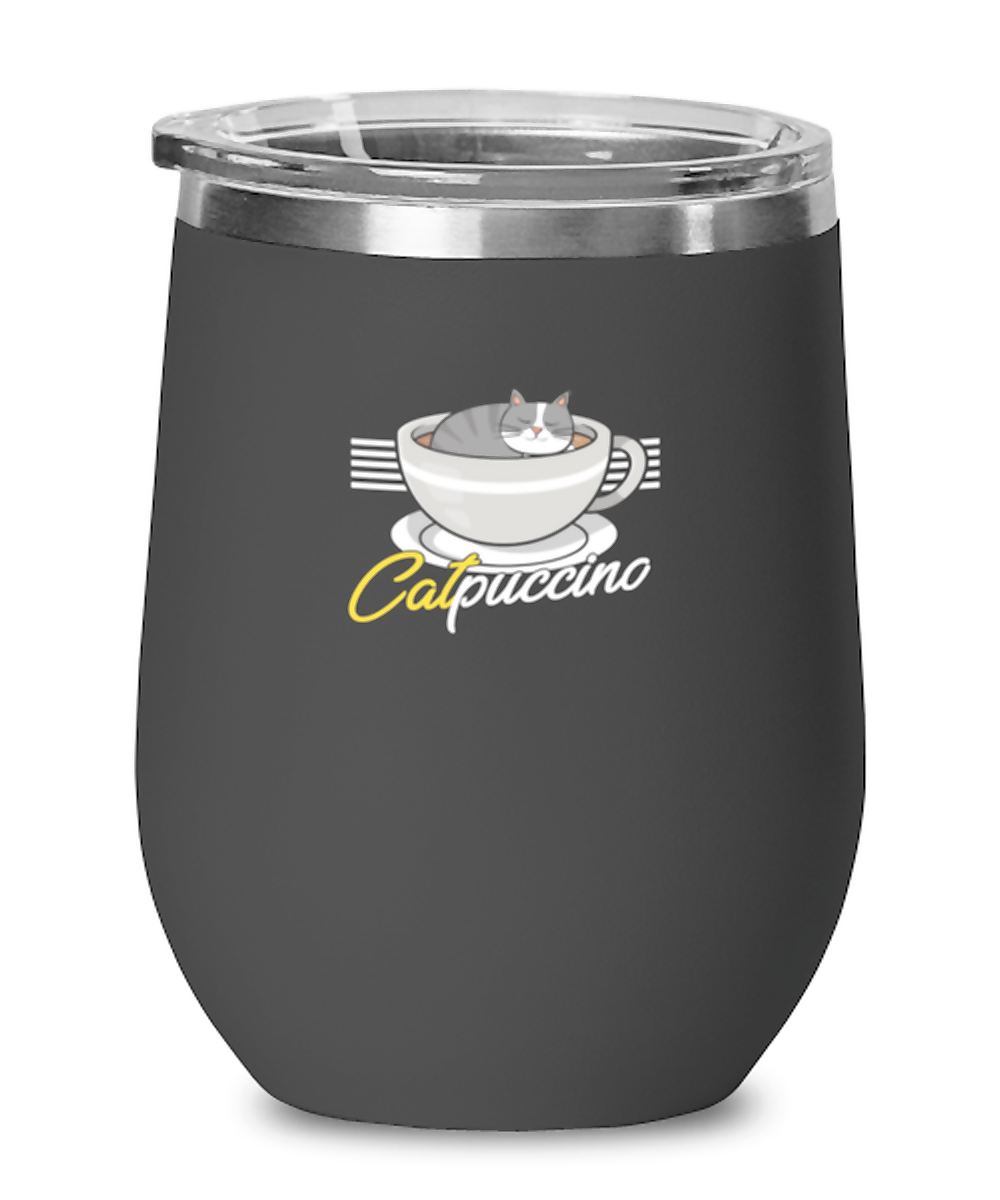 Wine Tumbler Stainless Steel Funny Catpuccino