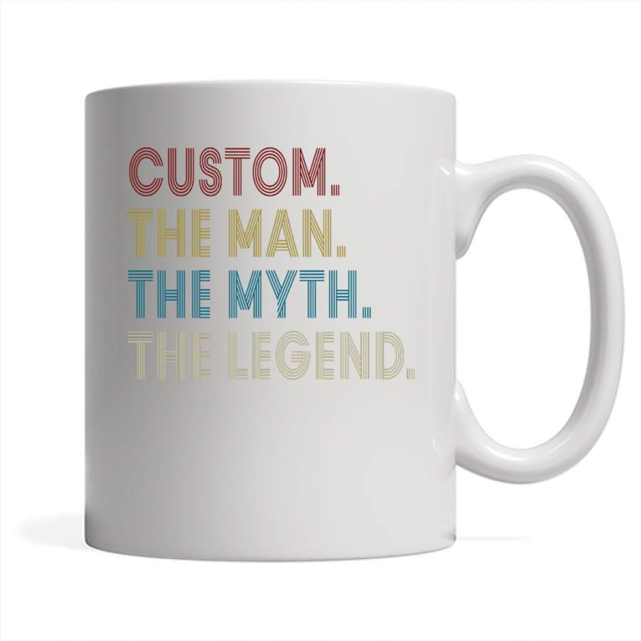 Custom The Man The Myth The Legend, Vintage Retro – Full-Wrap Coffee White Mug