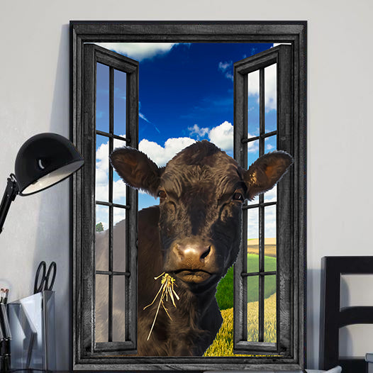 Black Angus Cow 3D Wall Art Painting Prints Home Decor