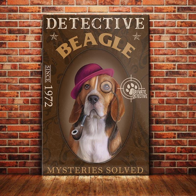 Beagle Dog Canvas And Poster Detective Agency Mysteries Solved | Art Print | Home Decor | Room Decor | Wall Art