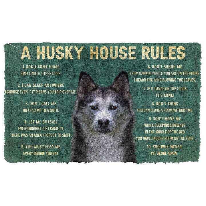 Waybackapparel House Rules Husky Dog 3D Doormat