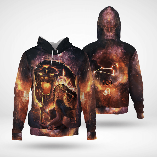 Zodiac Leo Girl For Black Lion Queen All Over Print 3D Unisex Hoodie Us Size